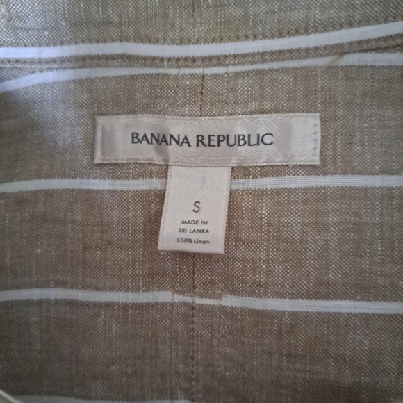 Banana Republic The Boxy Cropped Linen Shirt Skimmer Blouse Size S Tan Beige EUC - Picture 8 of 9